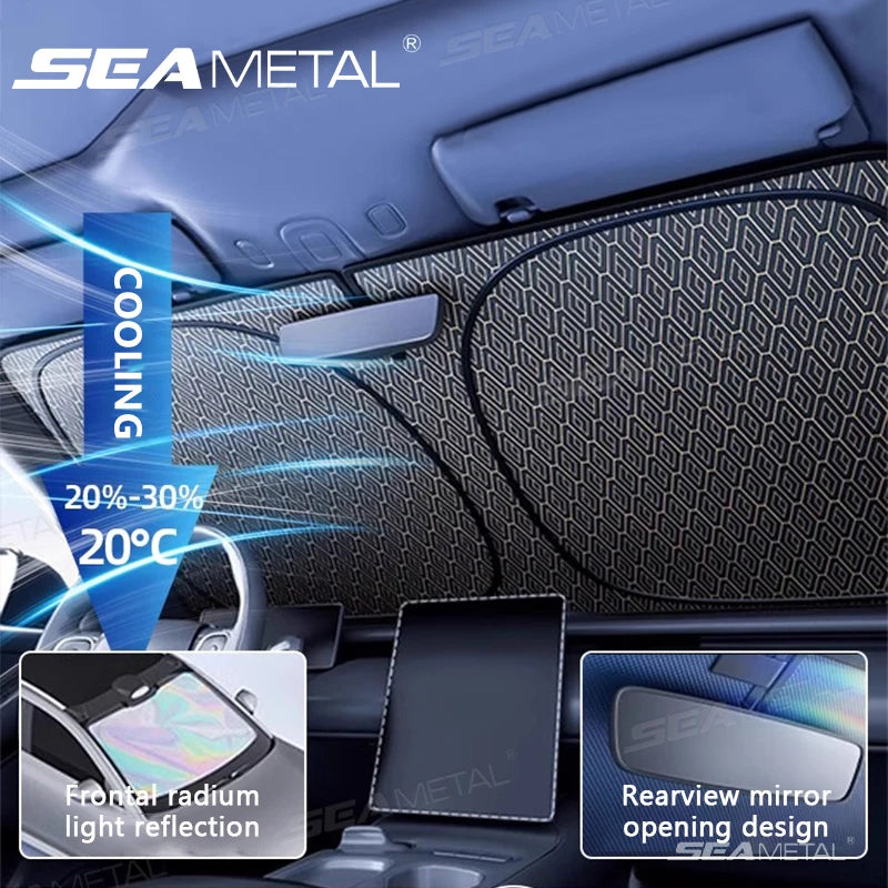SEAMETAL 5 Straturi Husa Parasolar Auto Parbriz Pliabil Gros Geam Față UV Reflectorizant Perdea Parasolar Husa Protecție Solară