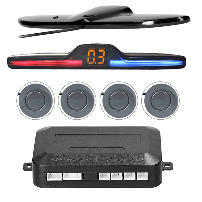 Senzori Parcare Auto cu Display LED — Kit 4 Senzori + Avertizare Sonoră