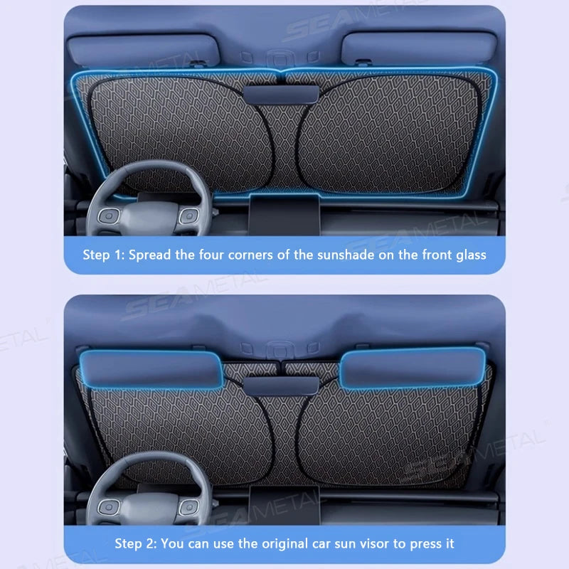 SEAMETAL 5 Straturi Husa Parasolar Auto Parbriz Pliabil Gros Geam Față UV Reflectorizant Perdea Parasolar Husa Protecție Solară