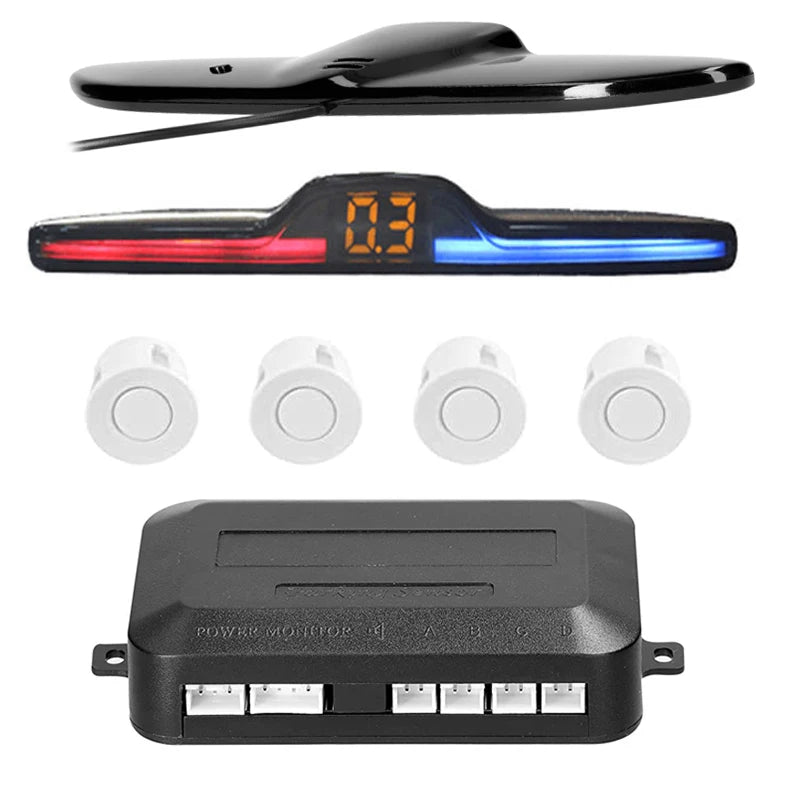 Senzori Parcare Auto cu Display LED — Kit 4 Senzori + Avertizare Sonoră