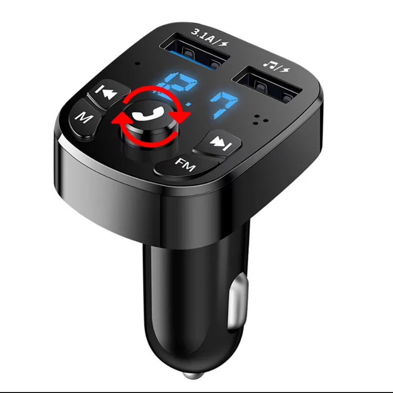 Transmițător FM Bluetooth 5.0 Auto — Kit Handsfree, Dual USB, MP3 Player