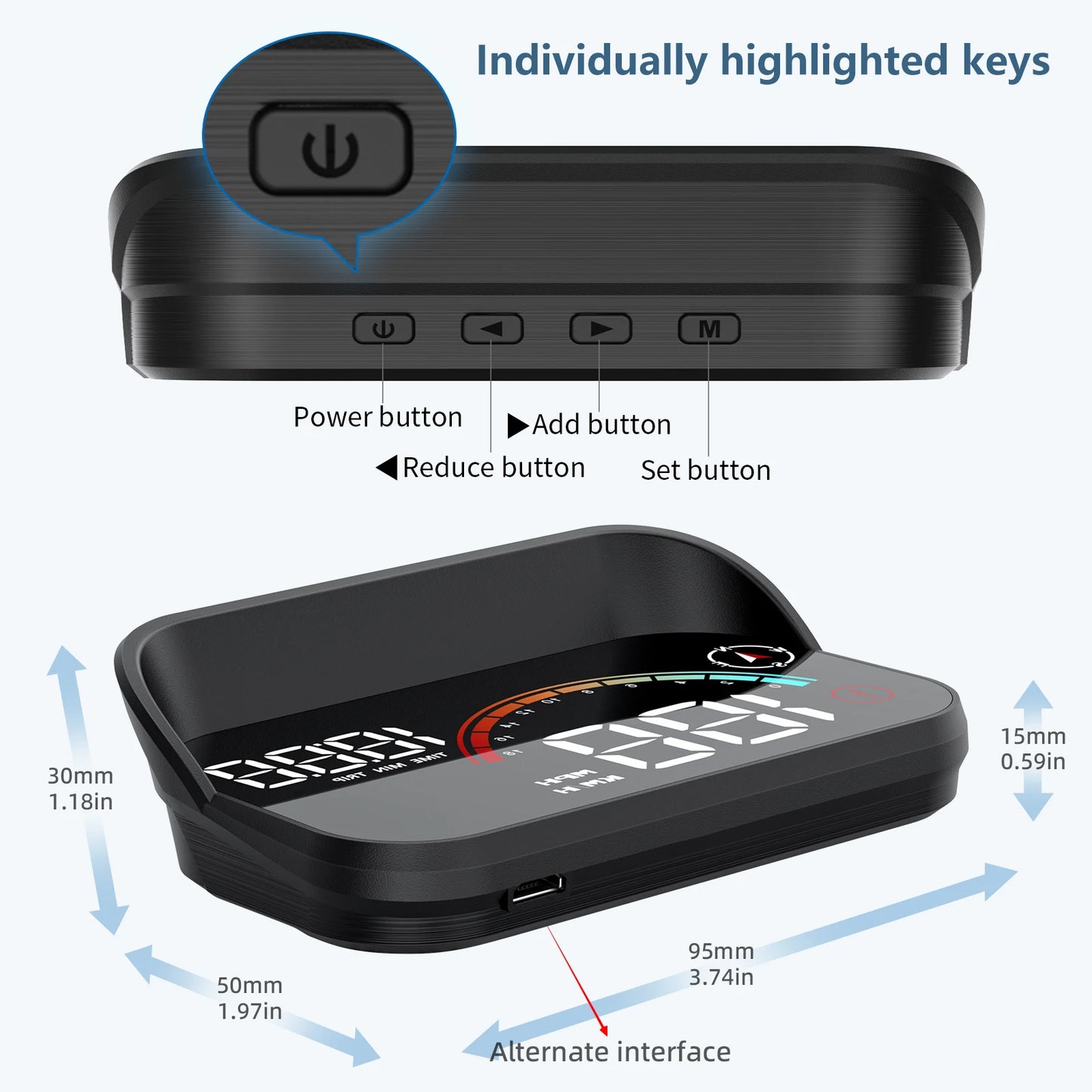 HUD Display Auto M22 — Proiector GPS Vitezometru pe Parbriz pentru Toate Mașinile