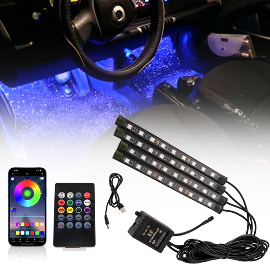 Lumină ambientală auto LED RGB — Control muzică și telecomandă 36/48/72 LED