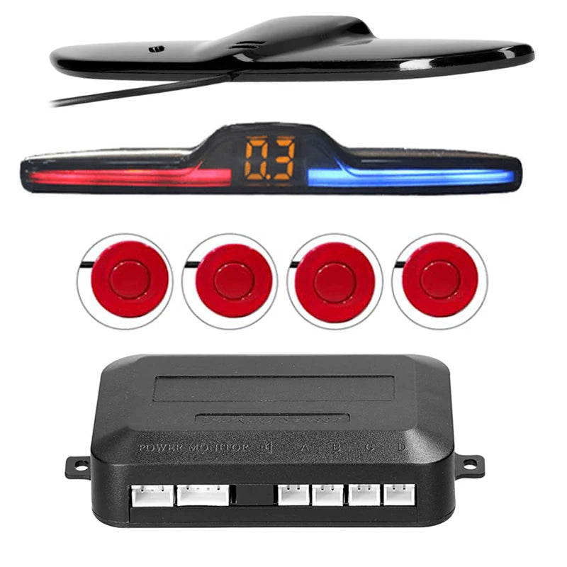 Senzori Parcare Auto cu Display LED — Kit 4 Senzori + Avertizare Sonoră