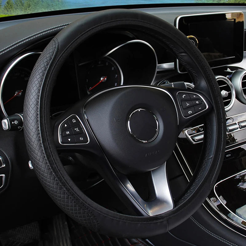 Universal Microfiber Steering Wheel Cover — Anti-slip Protection 37-39cm