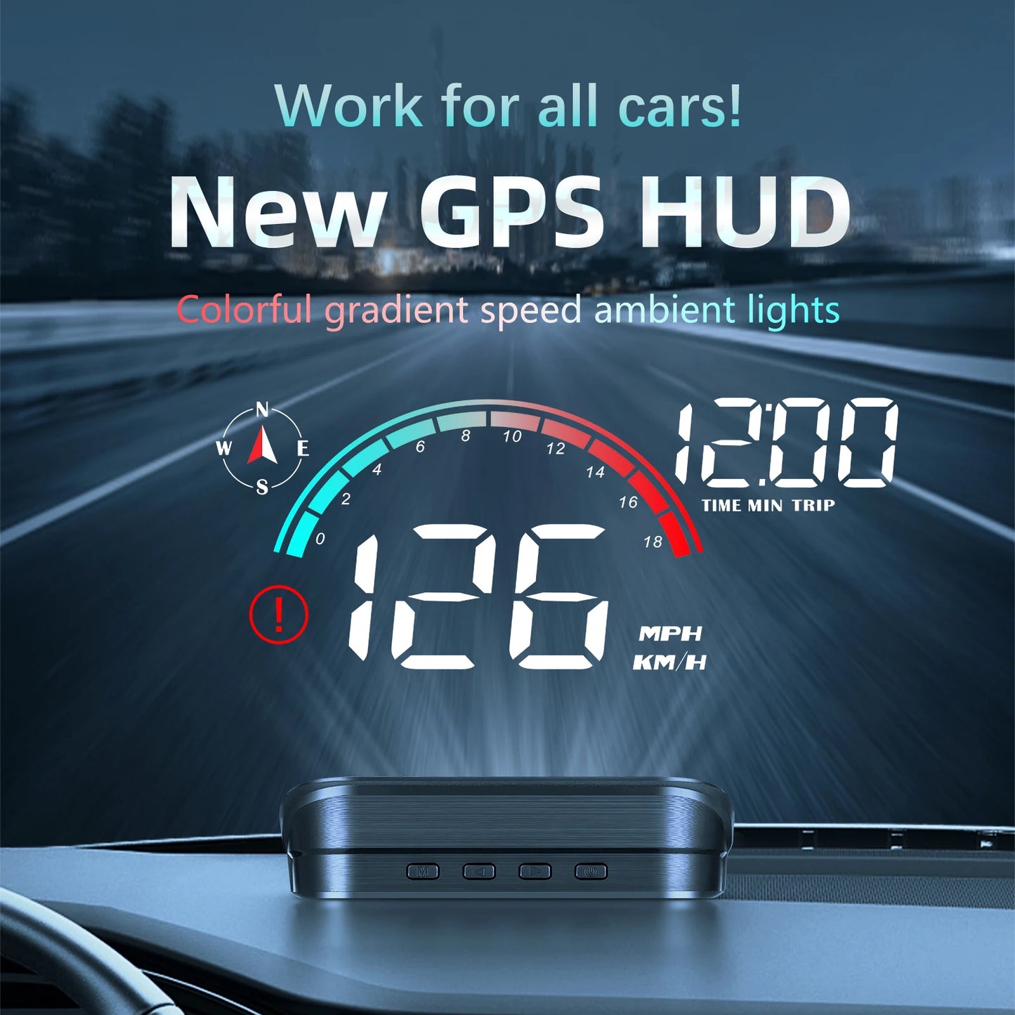 HUD Display Auto M22 — Proiector GPS Vitezometru pe Parbriz pentru Toate Mașinile