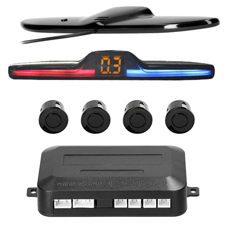 Senzori Parcare Auto cu Display LED — Kit 4 Senzori + Avertizare Sonoră