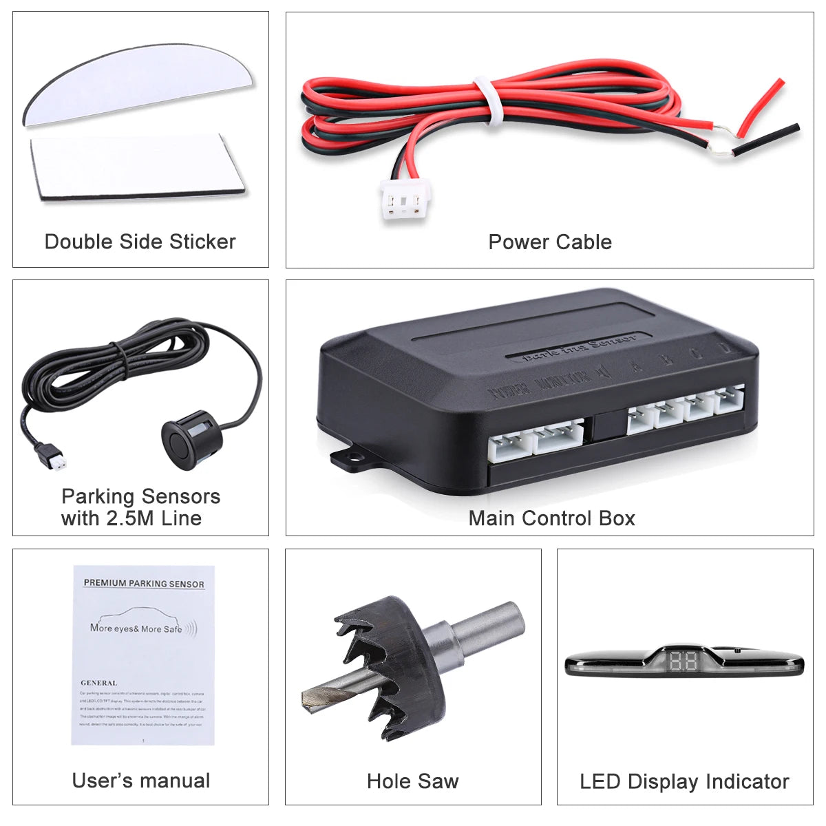 Senzori Parcare Auto cu Display LED — Kit 4 Senzori + Avertizare Sonoră